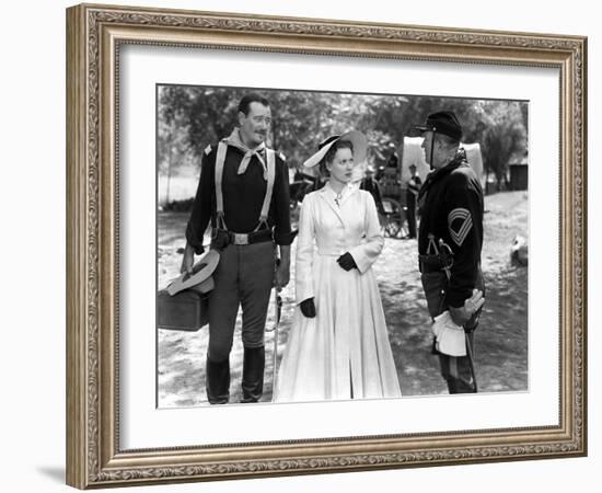 RIO GRANDE, 1950 directed by JOHN FORD John Wayne, Maureen O'Hara and Victor McLaglen (b/w photo)-null-Framed Photo