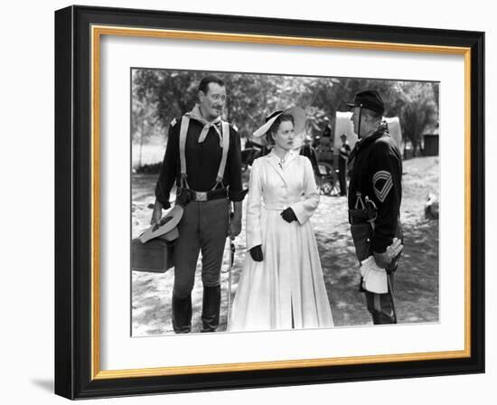 RIO GRANDE, 1950 directed by JOHN FORD John Wayne, Maureen O'Hara and Victor McLaglen (b/w photo)-null-Framed Photo