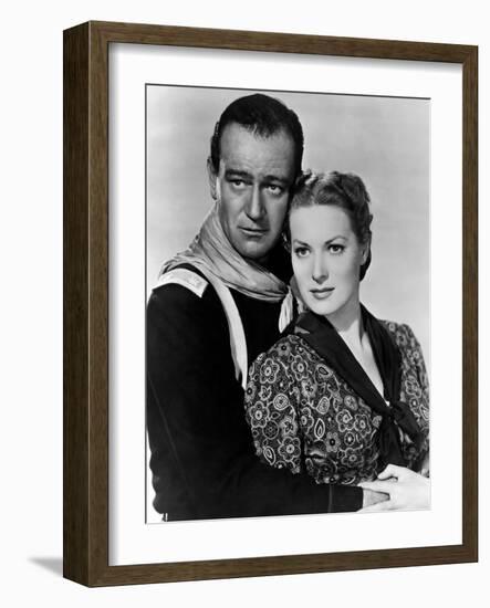 Rio Grande by JohnFord with John Wayne and Maureen O'Hara, 1950 (b/w photo)-null-Framed Photo