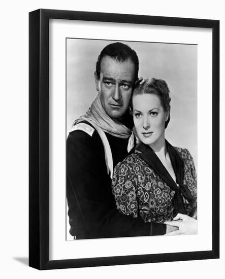 Rio Grande by JohnFord with John Wayne and Maureen O'Hara, 1950 (b/w photo)-null-Framed Photo