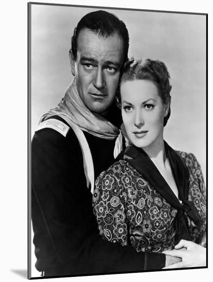 Rio Grande by JohnFord with John Wayne and Maureen O'Hara, 1950 (b/w photo)-null-Mounted Photo