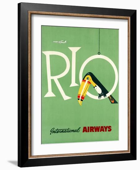 Rio International Airways Vintage Travel Poster-null-Framed Art Print