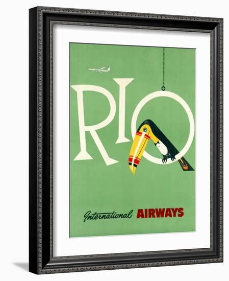 Rio International Airways Vintage Travel Poster-null-Framed Art Print