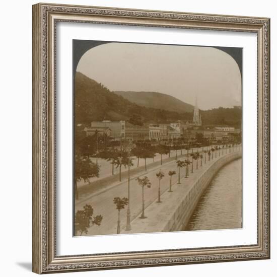 'Rio Janeiro's 5 mile quay, encircling world's largest land-locked bay', c1900-Unknown-Framed Photographic Print