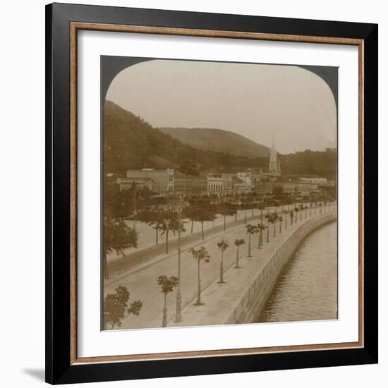 'Rio Janeiro's 5 mile quay, encircling world's largest land-locked bay', c1900-Unknown-Framed Photographic Print