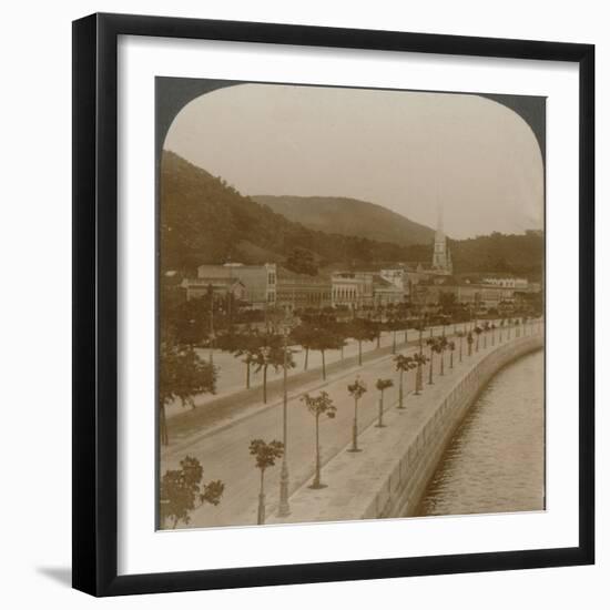 'Rio Janeiro's 5 mile quay, encircling world's largest land-locked bay', c1900-Unknown-Framed Photographic Print