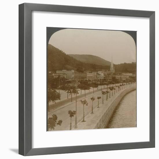 'Rio Janeiro's 5 mile quay, encircling world's largest land-locked bay', c1900-Unknown-Framed Photographic Print