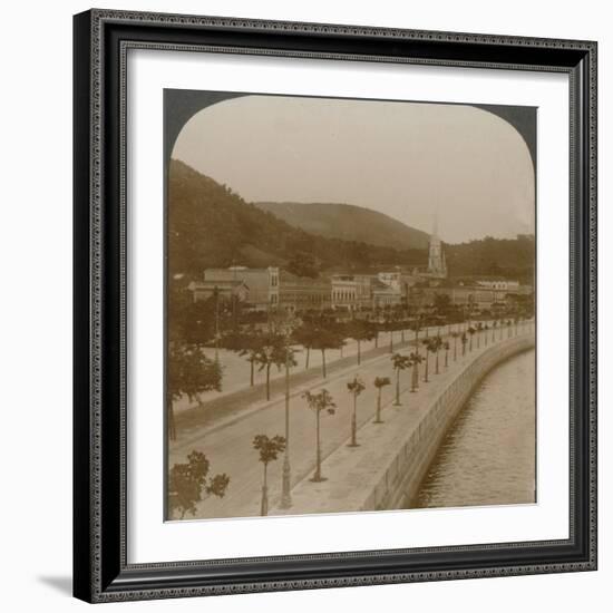 'Rio Janeiro's 5 mile quay, encircling world's largest land-locked bay', c1900-Unknown-Framed Photographic Print