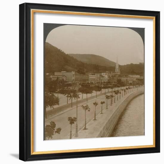 'Rio Janeiro's 5 mile quay, encircling world's largest land-locked bay', c1900-Unknown-Framed Photographic Print