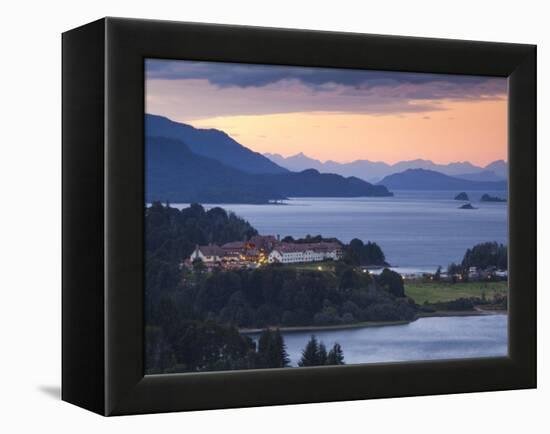 Rio Negro Province, Lake District, Hotel Llao Llao and Lake Nahuel Huapi, Dusk, Argentina-Walter Bibikow-Framed Premier Image Canvas