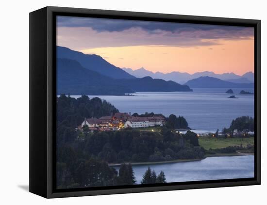 Rio Negro Province, Lake District, Hotel Llao Llao and Lake Nahuel Huapi, Dusk, Argentina-Walter Bibikow-Framed Premier Image Canvas