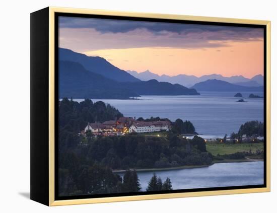 Rio Negro Province, Lake District, Hotel Llao Llao and Lake Nahuel Huapi, Dusk, Argentina-Walter Bibikow-Framed Premier Image Canvas