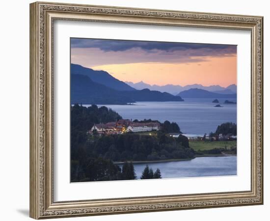 Rio Negro Province, Lake District, Hotel Llao Llao and Lake Nahuel Huapi, Dusk, Argentina-Walter Bibikow-Framed Photographic Print