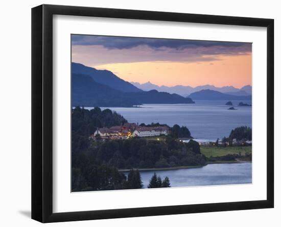 Rio Negro Province, Lake District, Hotel Llao Llao and Lake Nahuel Huapi, Dusk, Argentina-Walter Bibikow-Framed Photographic Print