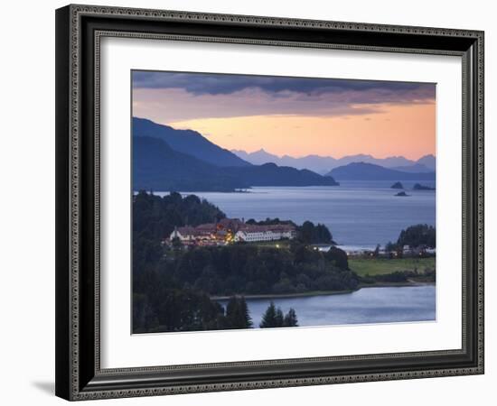 Rio Negro Province, Lake District, Hotel Llao Llao and Lake Nahuel Huapi, Dusk, Argentina-Walter Bibikow-Framed Photographic Print