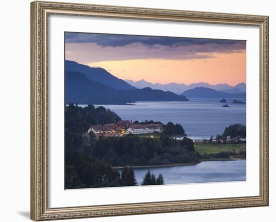 Rio Negro Province, Lake District, Hotel Llao Llao and Lake Nahuel Huapi, Dusk, Argentina-Walter Bibikow-Framed Photographic Print