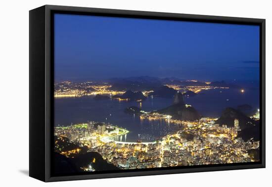 Rio's Skyline at Night From Sugar Loaf Mountain-Alex Saberi-Framed Premier Image Canvas