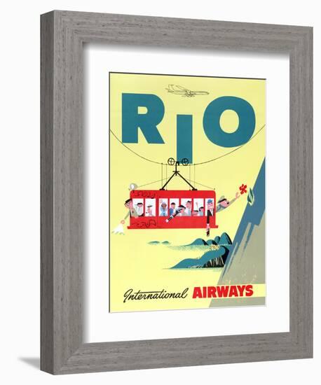 "Rio" Vintage Travel Poster, International Airways-Piddix-Framed Art Print