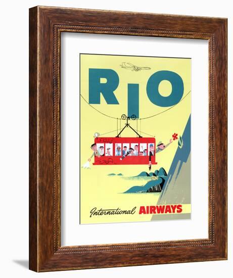 "Rio" Vintage Travel Poster, International Airways-Piddix-Framed Art Print