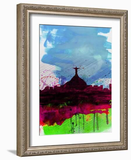 Rio Watercolor Skyline-NaxArt-Framed Art Print