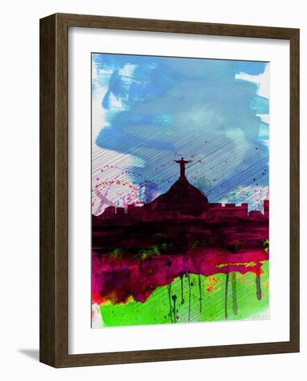 Rio Watercolor Skyline-NaxArt-Framed Art Print