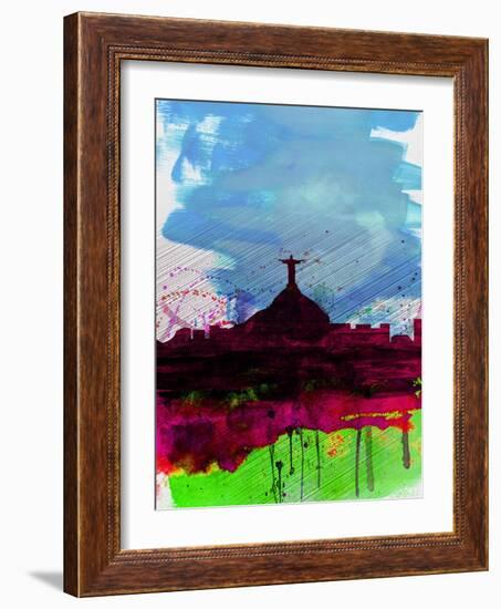 Rio Watercolor Skyline-NaxArt-Framed Art Print