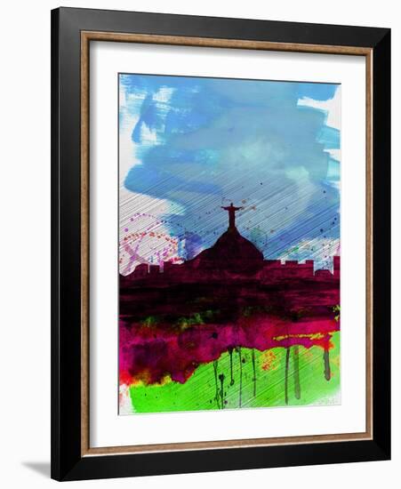 Rio Watercolor Skyline-NaxArt-Framed Art Print