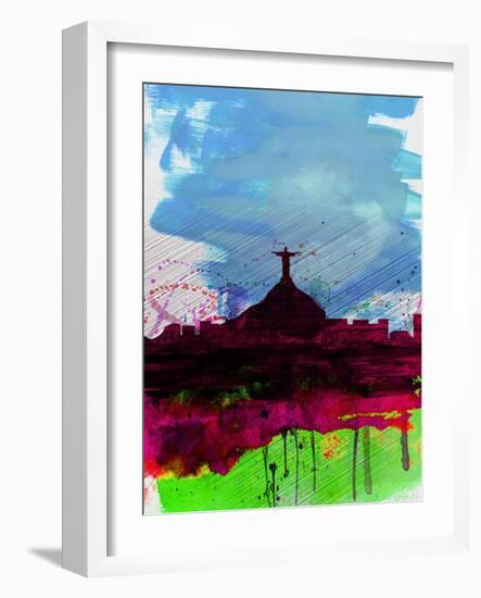 Rio Watercolor Skyline-NaxArt-Framed Art Print