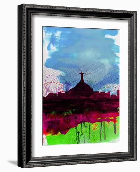 Rio Watercolor Skyline-NaxArt-Framed Art Print