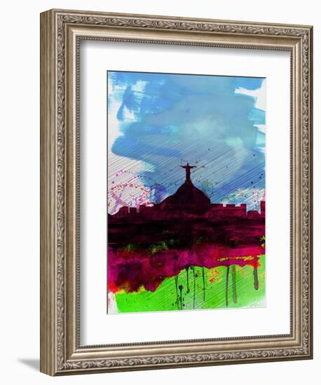 Rio Watercolor Skyline-NaxArt-Framed Art Print