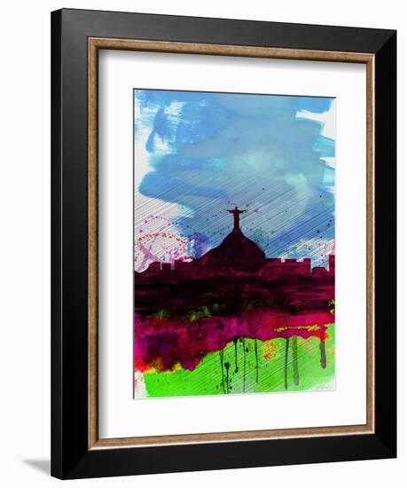 Rio Watercolor Skyline-NaxArt-Framed Art Print