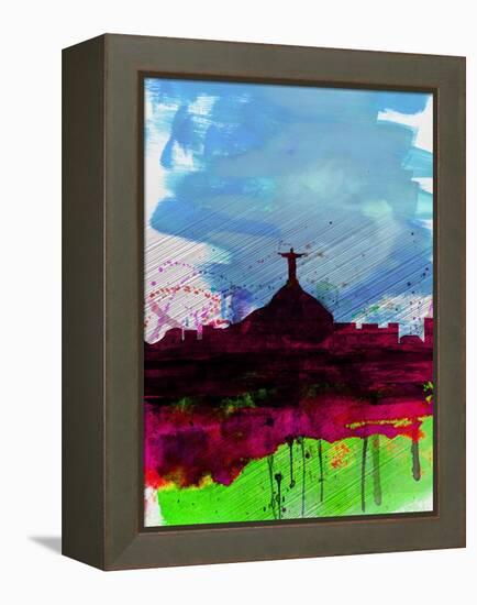 Rio Watercolor Skyline-NaxArt-Framed Stretched Canvas