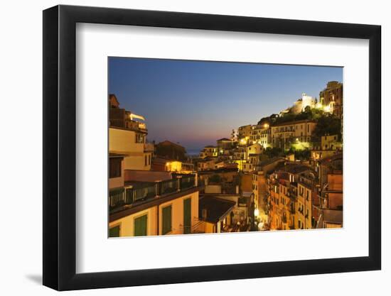 Riomaggiore Rooftops and the Castle at Dusk-Mark Sunderland-Framed Photographic Print