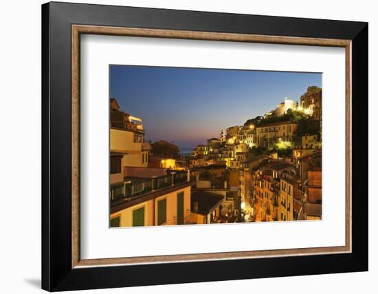 Riomaggiore Rooftops and the Castle at Dusk-Mark Sunderland-Framed Photographic Print