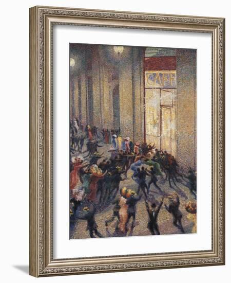 Riot at the Gallery in Front of a Cafe-Umberto Boccioni-Framed Art Print