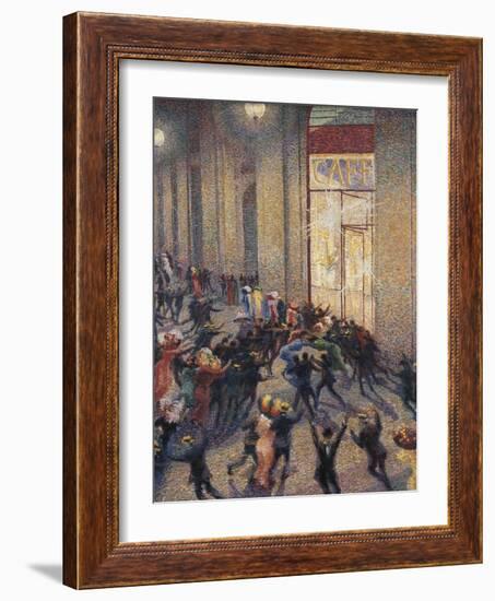 Riot at the Gallery in Front of a Cafe-Umberto Boccioni-Framed Art Print