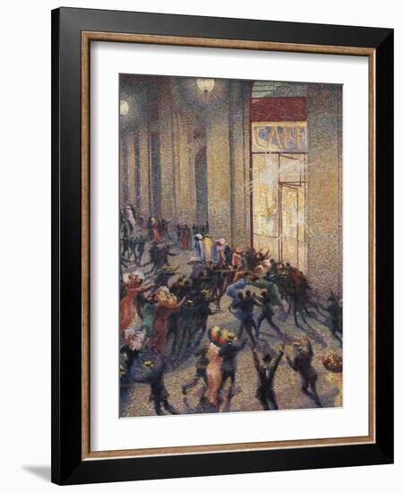 Riot at the Gallery in Front of a Cafe-Umberto Boccioni-Framed Art Print