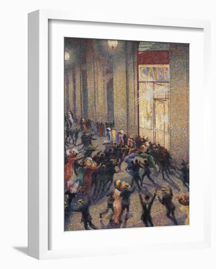 Riot at the Gallery in Front of a Cafe-Umberto Boccioni-Framed Art Print