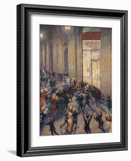 Riot at the Gallery in Front of a Cafe-Umberto Boccioni-Framed Art Print