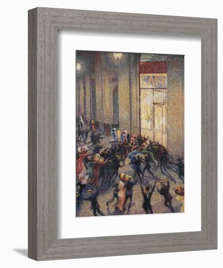 Riot at the Gallery in Front of a Cafe-Umberto Boccioni-Framed Art Print