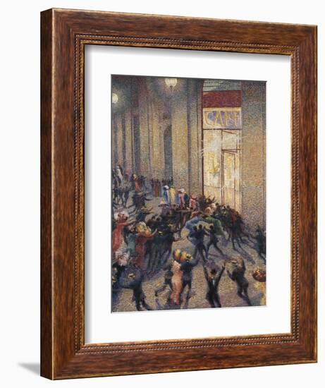 Riot at the Gallery in Front of a Cafe-Umberto Boccioni-Framed Art Print