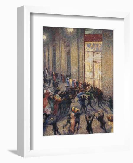 Riot at the Gallery in Front of a Cafe-Umberto Boccioni-Framed Art Print