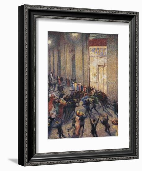 Riot at the Gallery in Front of a Cafe-Umberto Boccioni-Framed Art Print