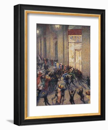 Riot at the Gallery in Front of a Cafe-Umberto Boccioni-Framed Art Print