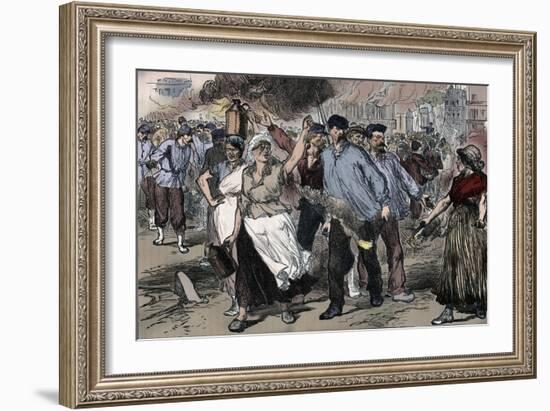 Rioters and petroleuses firing public buildings in Paris during the Paris Commune, 1871 (1906)-Unknown-Framed Giclee Print