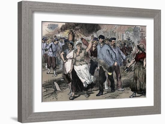 Rioters and petroleuses firing public buildings in Paris during the Paris Commune, 1871 (1906)-Unknown-Framed Giclee Print