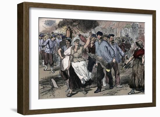 Rioters and petroleuses firing public buildings in Paris during the Paris Commune, 1871 (1906)-Unknown-Framed Giclee Print