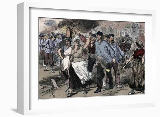 Rioters and petroleuses firing public buildings in Paris during the Paris Commune, 1871 (1906)-Unknown-Framed Giclee Print