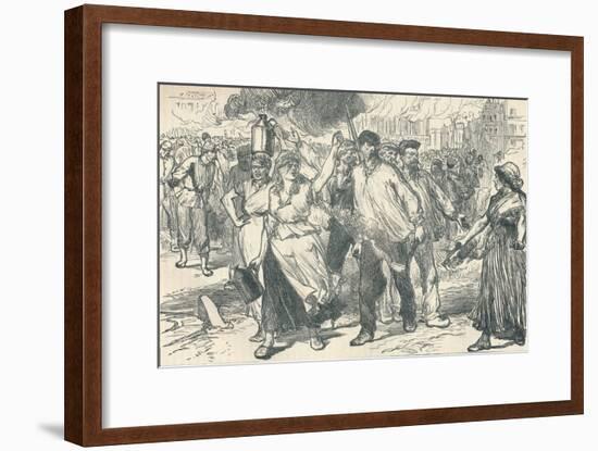 Rioters and petroleuses firing public buildings in Paris during the Paris Commune, 1871-Unknown-Framed Giclee Print