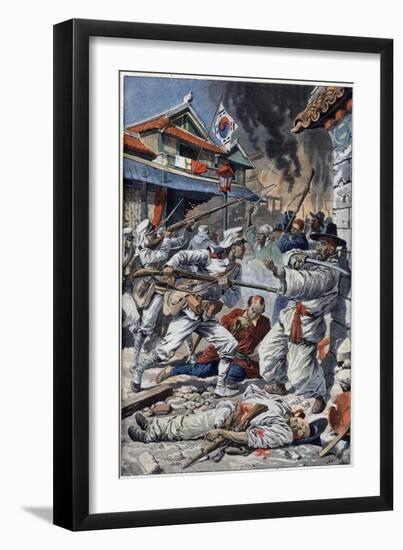 Riots in Korea against Japaneses-Stefano Bianchetti-Framed Giclee Print